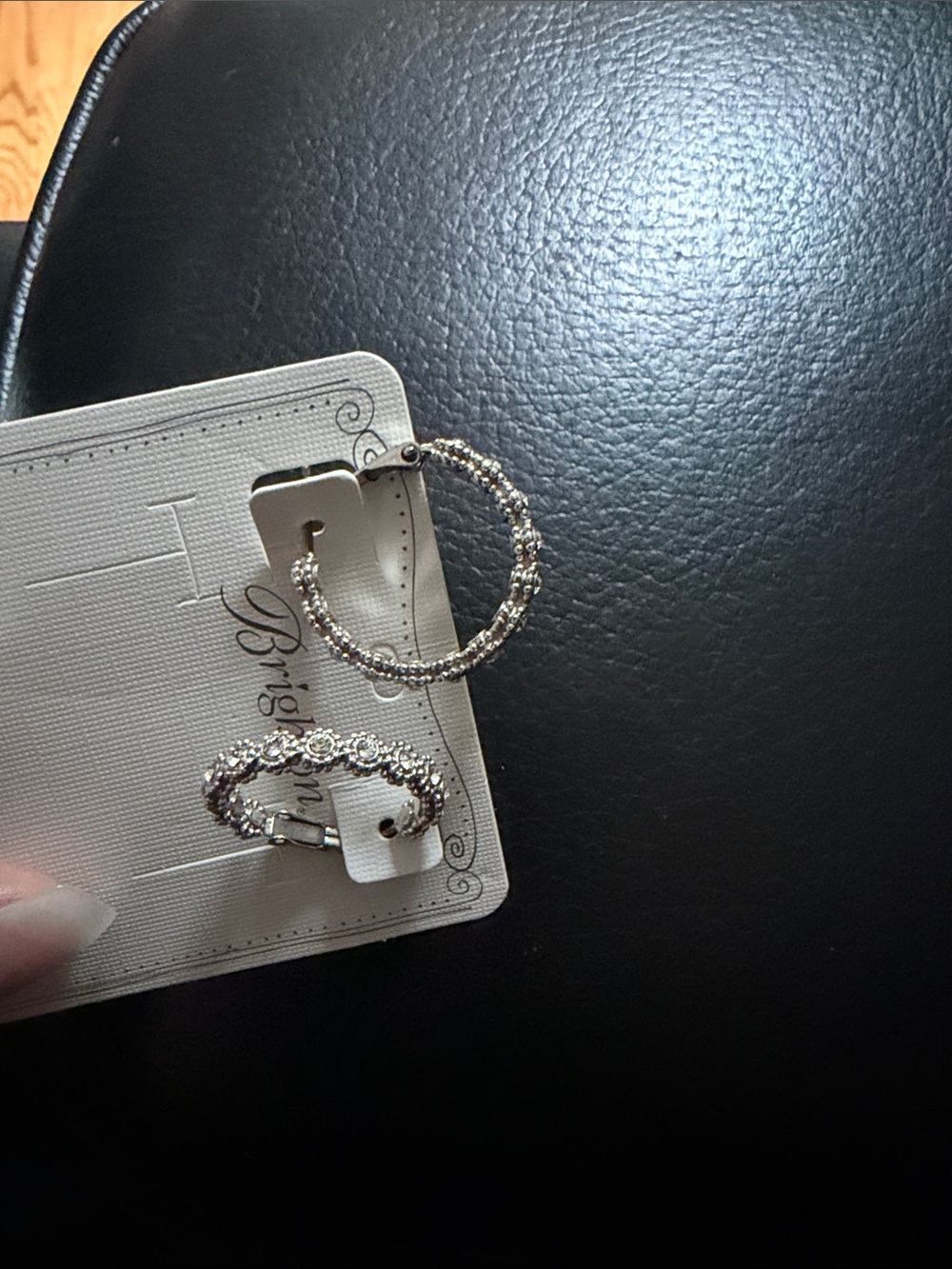 Brighton twinkle small Hoop Earrings - Silver & White - Picture 3 of 4